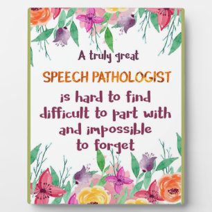 Speech Pathologist Gift School Language Therapist Plaque
