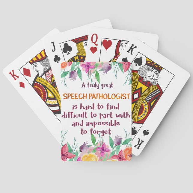 Speech Pathologist Gift School Language Therapist Poker Cards (Back)