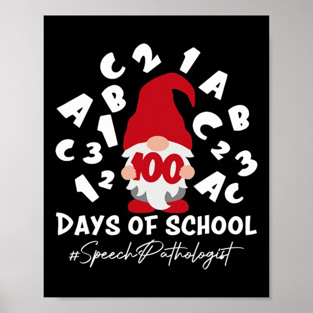 Speech Pathologist Slp 100 Days Of School 100th Da Poster (Front)