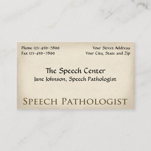Speech Pathologist Therapist Business Card
