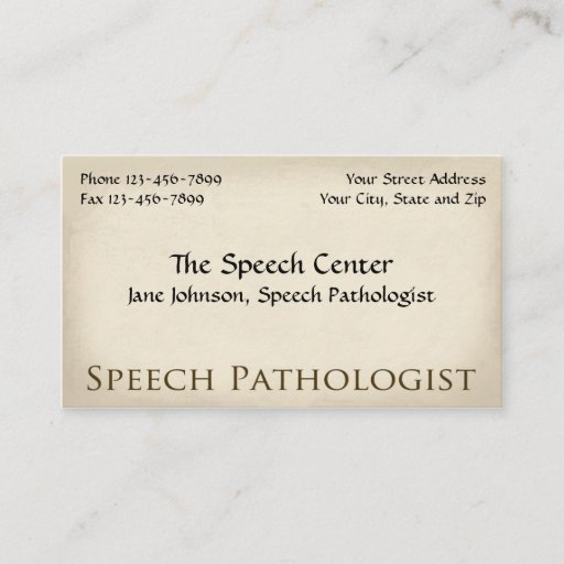 Customizable Speech Pathologist Therapist Business Card