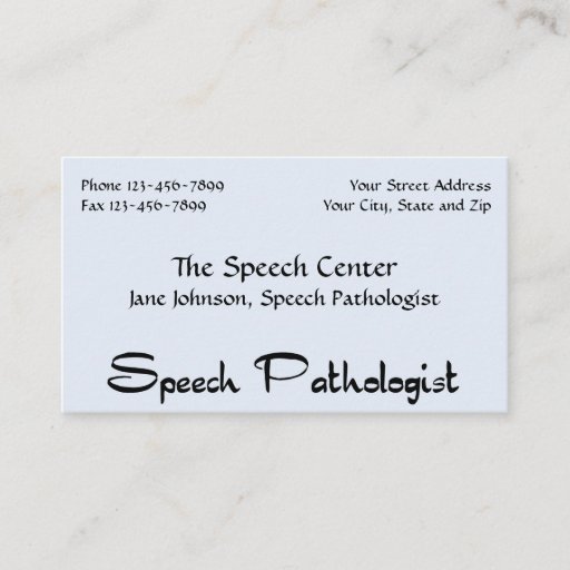 Customizable Speech Pathologist Therapist Business Card
