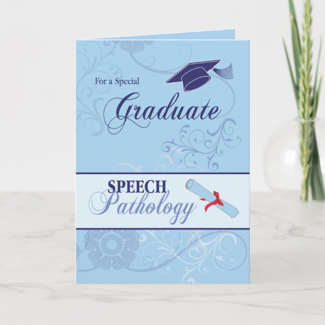 Speech Pathology Graduation Congratulations, Blue Card (Front)