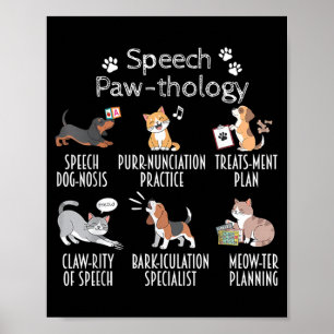 Speech Paw-thology Funny Cats Puns Speech Language Poster