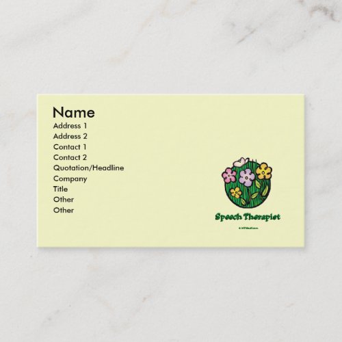 Speech Therapist Blooms1 Business Card Template