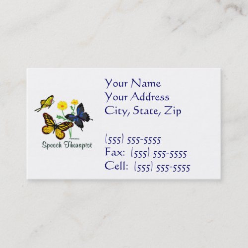 Speech Therapist Butterflies Business Card
