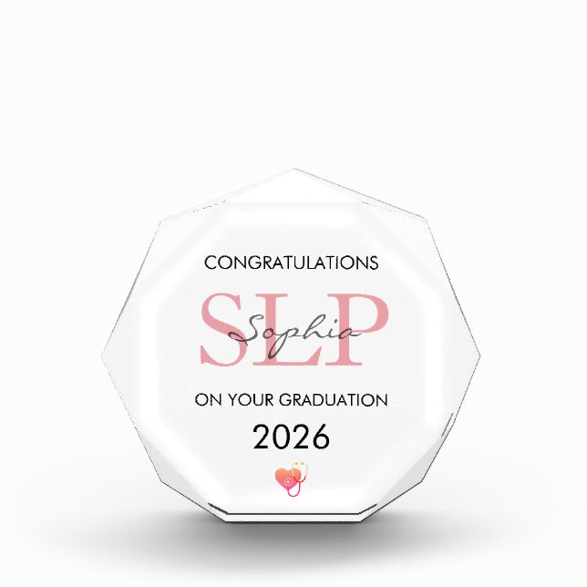 Speech Therapist Graduation Personalized Name Year Acrylic Award (Front)