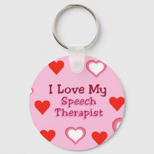 Speech Therapist Hearts Keychain