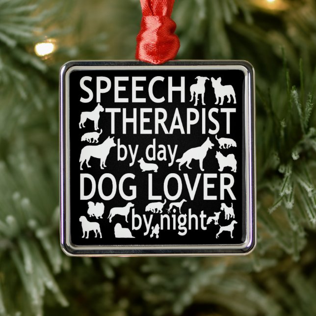 Speech Therapist Loves Dogs Metal Ornament (Tree)