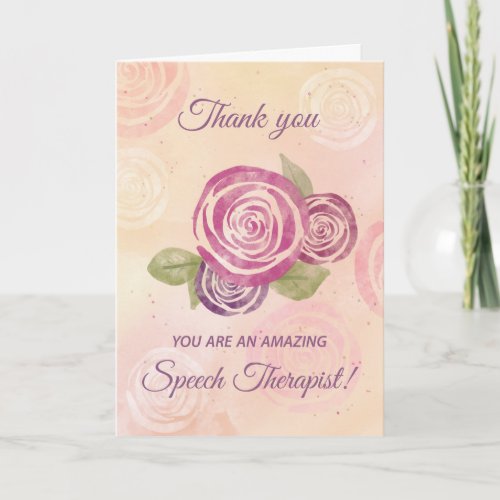 Speech Therapist Thank You Watercolor Roses Card