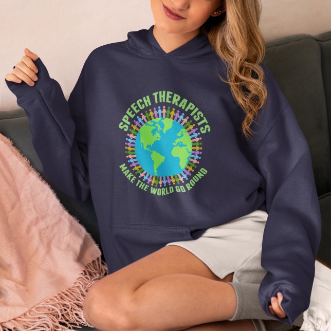 Speech Therapists Make the World Go Round Cute SLP Hoodie (Creator Uploaded)