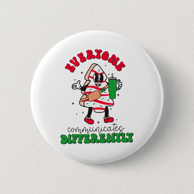 Speech Therapy Christmas Everyone Communicate Diff Button (Front)
