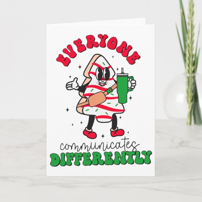 Speech Therapy Christmas Everyone Communicate Diff Card (Front)