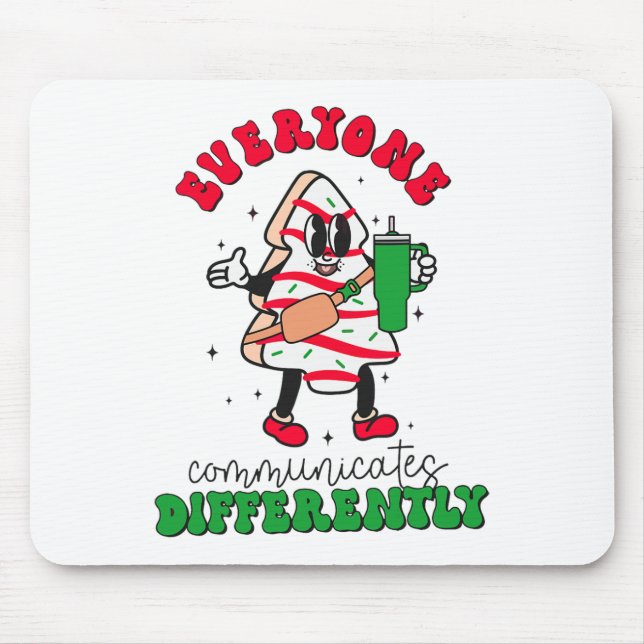 Speech Therapy Christmas Everyone Communicate Diff Mouse Pad (Front)
