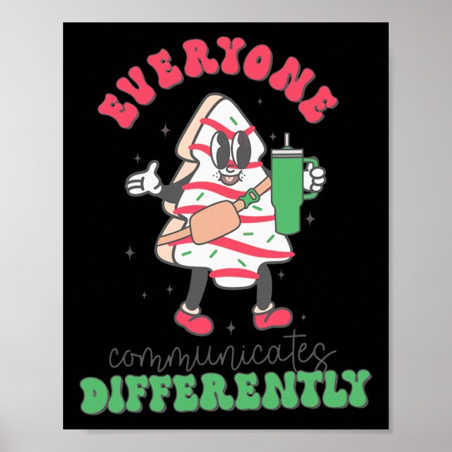 Speech Therapy Christmas Everyone Communicate Diff Poster (Front)