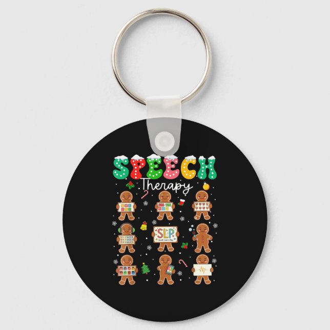 Speech Therapy Christmas Slp Therapy Cookies Ginge Keychain (Front)