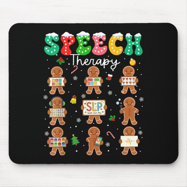 Speech Therapy Christmas Slp Therapy Cookies Ginge Mouse Pad (Front)