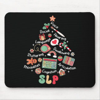 Speech Therapy Christmas Tree Merry Xmas Slp Thera Mouse Pad