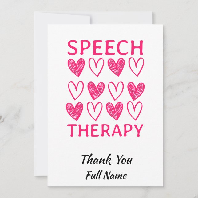 Speech Therapy Cute Speech Therapist Thank You Card (Front)