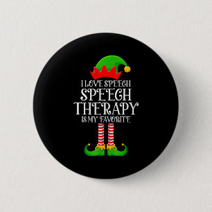Speech Therapy Elf Christmas Funny School Therapis Button
