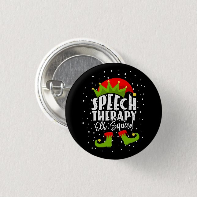 Speech Therapy Elf Squad Christmas SLP Therapist Button (Front & Back)