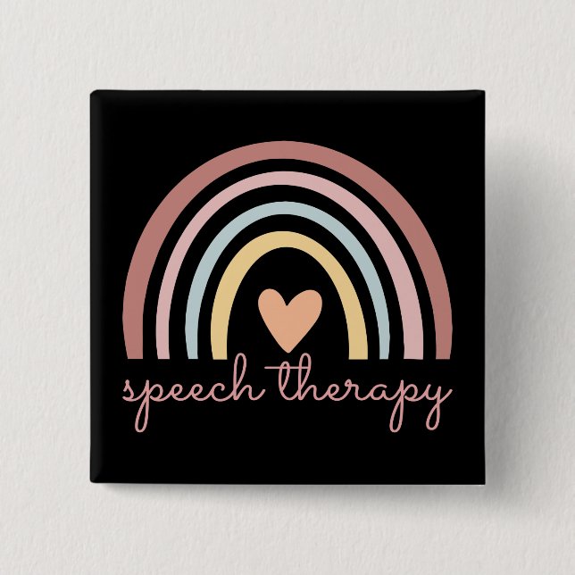 Speech Therapy I - Boho Rainbow Button (Front)