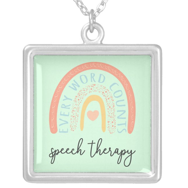 Speech Therapy II - Every Word Counts Silver Plated Necklace (Front)