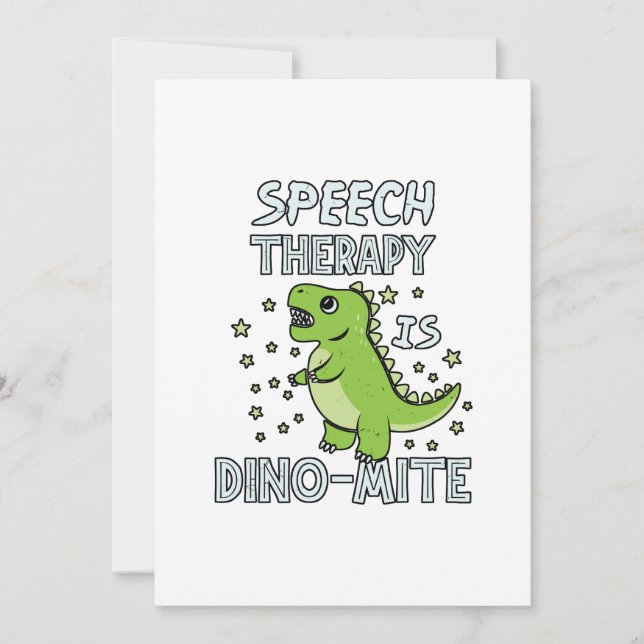 Speech Therapy Is Dino-Mate Therapist Pun Gift Thank You Card (Front)