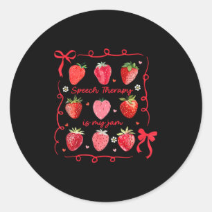 Speech Therapy Is My Jam Strawberry Bow Slp Speech Classic Round Sticker