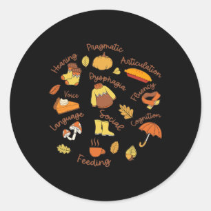 Speech Therapy Language Pathology Thanksgiving Slp Classic Round Sticker