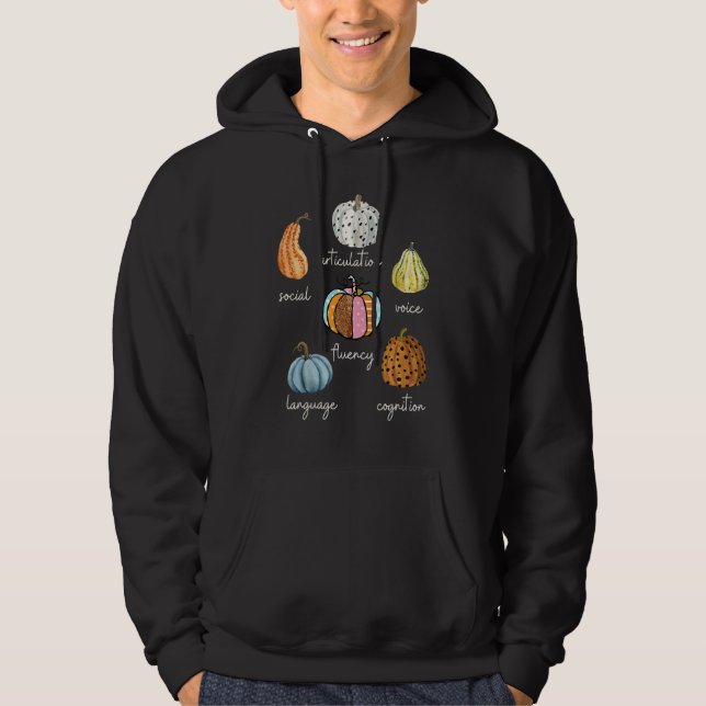Speech Therapy Pumpkin SLP Neurodiversity Fall Tea Hoodie (Front)