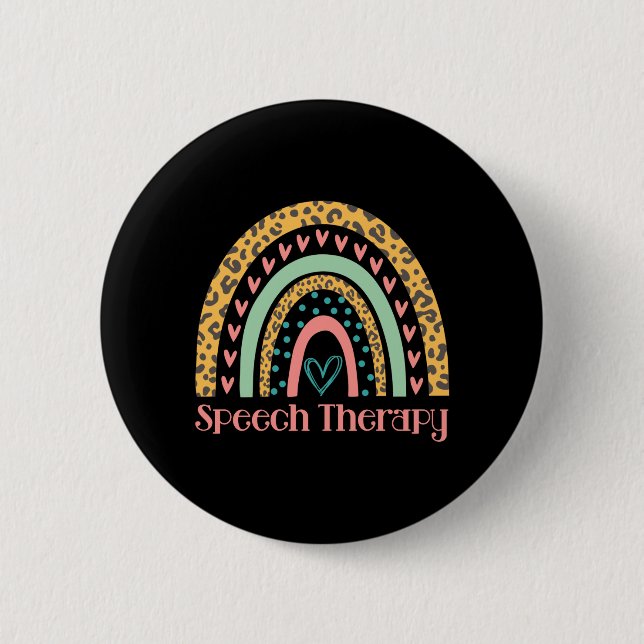 Speech Therapy Rainbow Speech Language Pathologist Button (Front)