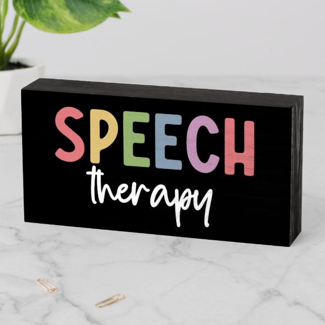 Speech Therapy SLP Speech Pathologist Gifts Wooden Box Sign (In Situ Horizontal)