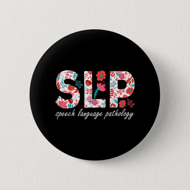 Speech Therapy Speech Language Pathology Retro Dai Button (Front)