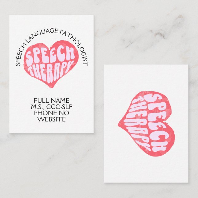 Speech Therapy Speech Language Therapist Business Card (Front/Back)
