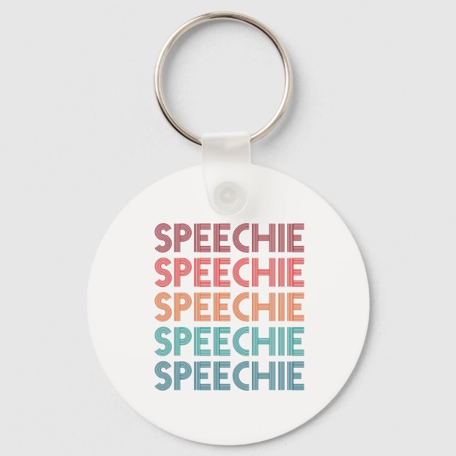 Speechie Retro Speech Pathology Pathologist SLP Keychain (Front)