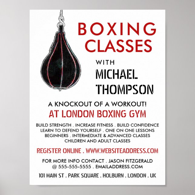 Speed Ball, Boxing Class Advert Poster (Front)