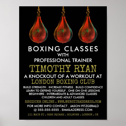 Speed Balls Boxing Class Advert Poster