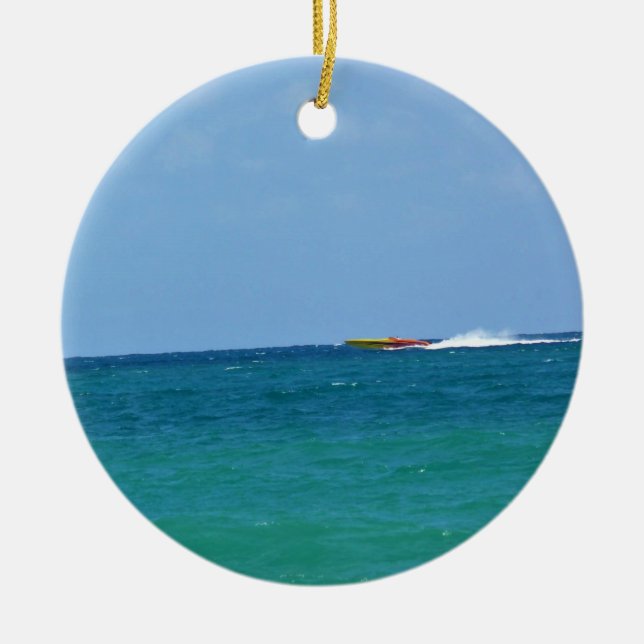 Speed Boat, Fort Lauderdale, Florida Ceramic Ornament (Front)
