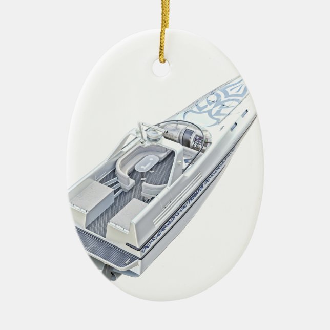 Speed Boat from Above Ceramic Ornament (Front)