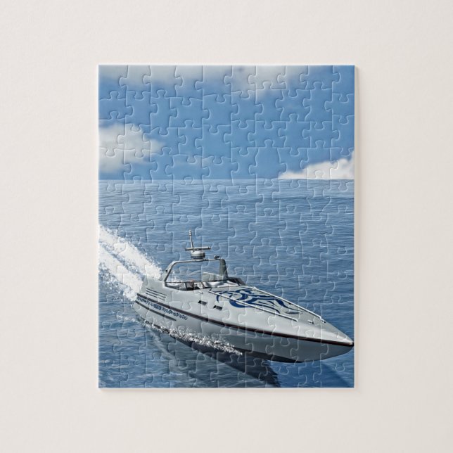 Speed Boat Racing Forward Jigsaw Puzzle (Vertical)