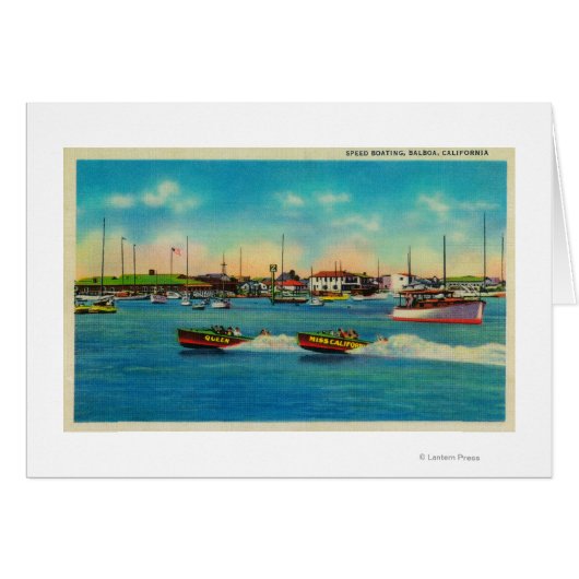 Speed Boating in Balboa, CaliforniaBalboa, CA Cards (Front Horizontal)