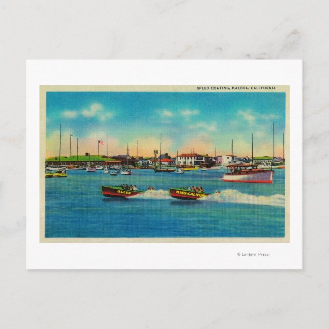 Speed Boating in Balboa, CaliforniaBalboa, CA Postcard (Front)