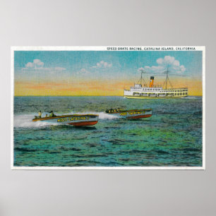 Speed Boating in Catalina Island, California Poster
