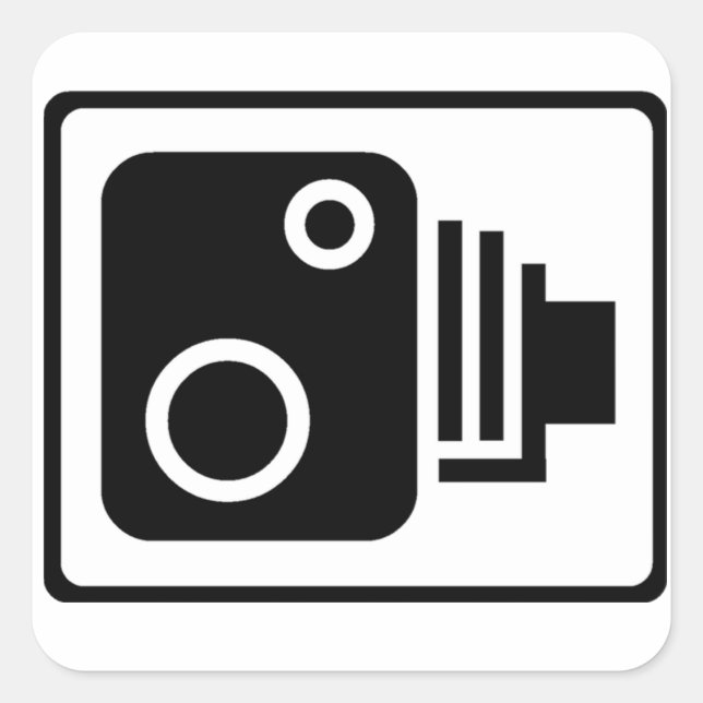 Speed Camera Symbol Square Sticker (Front)