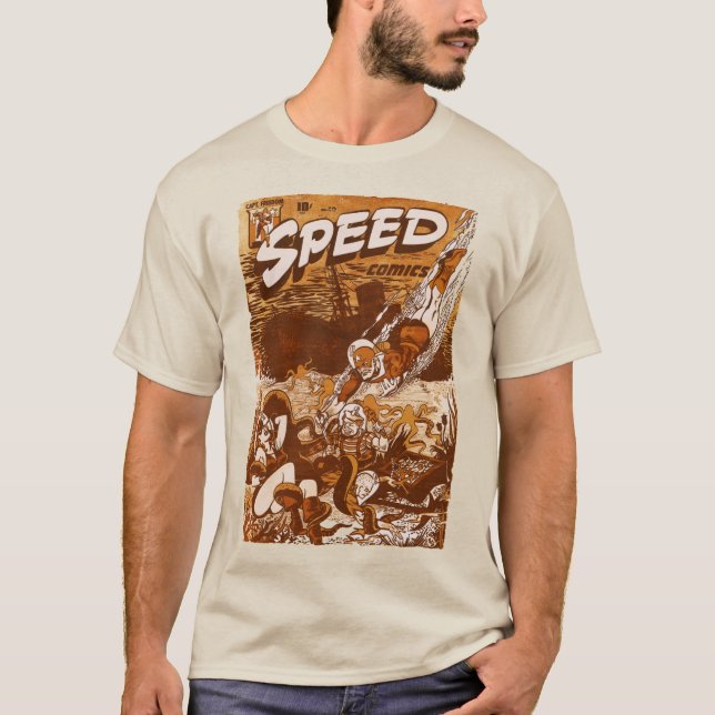 SPEED Comics Brown T-Shirt (Front)