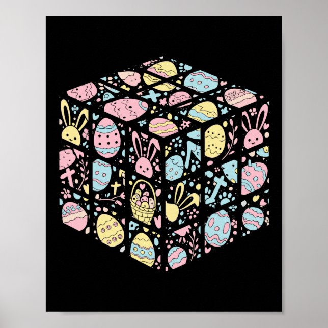 Speed Cube Bunny Easter Egg Easter Day Boys Mens K Poster (Front)