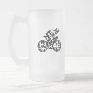 speed cyclist frosted glass beer mug