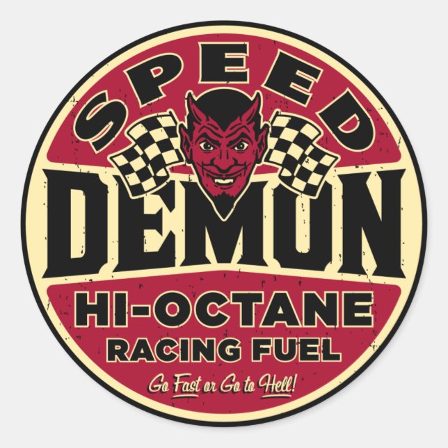 Speed Demon 003A Classic Round Sticker (Front)