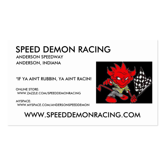 SPEED DEMON RACING INFO CARDS BUSINESS CARD TEMPLATE